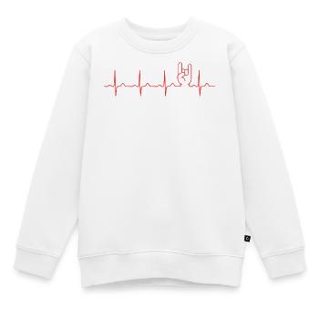 Heavy-Metal EKG Pommesgabel Herzschlag Festival - Kinder Premium Organic Sweatshirt - Weiß - Vorne - AI Model Kid Male (0cm)