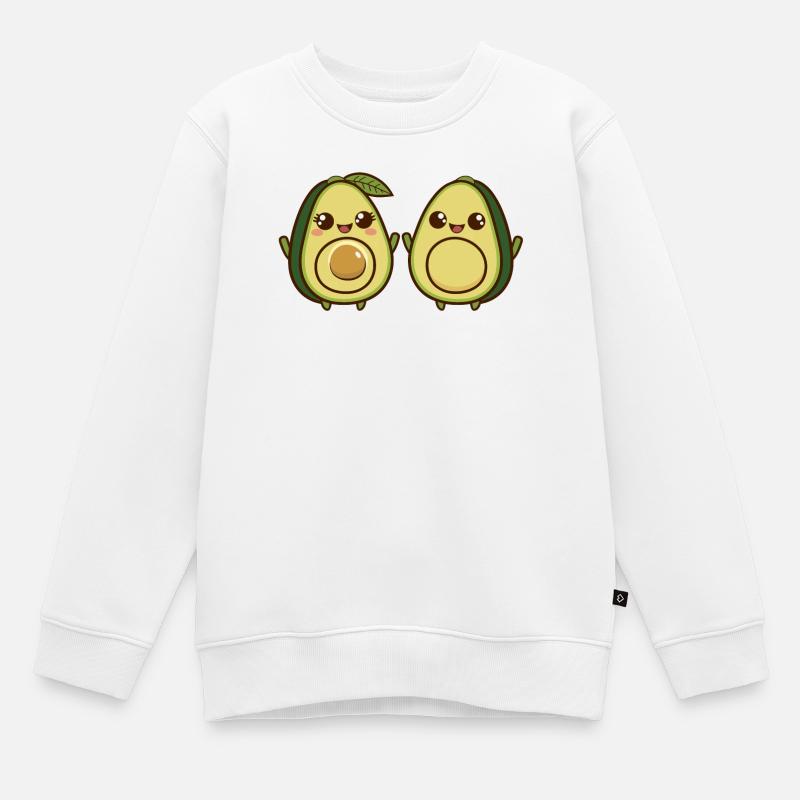 Duo Avocat Mignon Animé - Sweat Premium enfant bio - blanc