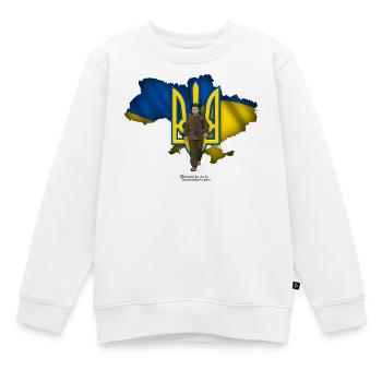 Ukraine Umriss Dreizack Selenskyj - Kinder Premium Organic Sweatshirt - Weiß - Vorne - AI Model Kid Male (0cm)