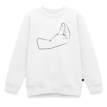 Qu’est-ce que tu veux geste - Sweat Premium enfant bio - blanc - Devant - AI Model Kid Male (0cm)