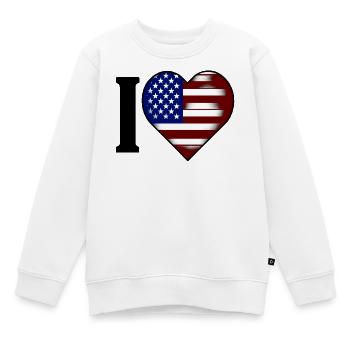 I ♥️ USA | Ich liebe die Vereinigten Staaten - Kinder Premium Organic Sweatshirt - Weiß - Vorne - AI Model Kid Male (0cm)