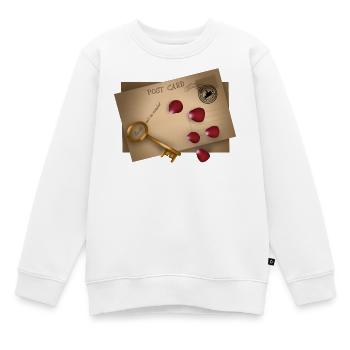 Carte postale : les secrets seront dévoilés - Sweat Premium enfant bio - blanc - Devant - AI Model Kid Male (0cm)