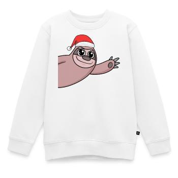 Faultier Weihnachten Hallo Gruß - Kinder Premium Organic Sweatshirt - Weiß - Vorne - AI Model Kid Male (0cm)