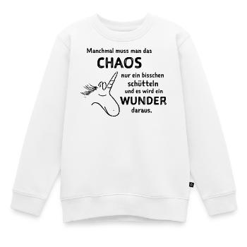 lustiger Spruch witzige Sprüche Chaos schütteln  - Kinder Premium Organic Sweatshirt - Weiß - Vorne - AI Model Kid Male (0cm)
