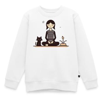 Entspannung mit Katze - Kinder Premium Organic Sweatshirt - Weiß - Vorne - AI Model Kid Male (0cm)