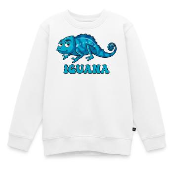 Dessin animé d’iguane bleu avec texte d’iguane - Sweat Premium enfant bio - blanc - Devant - AI Model Kid Male (0cm)