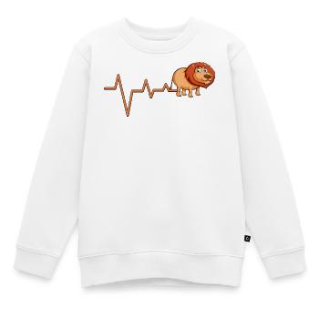 Lion Heartbeat Line Logo - Kinder Premium Organic Sweatshirt - Weiß - Vorne - AI Model Kid Male (0cm)