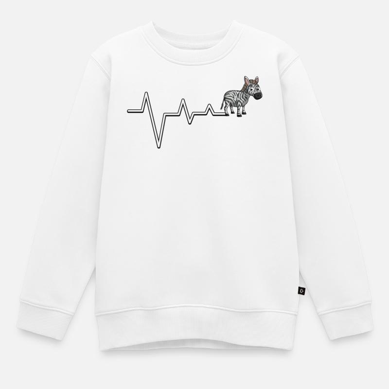 Zebra EKG Line Tee - Kinder Premium Organic Sweatshirt - Weiß
