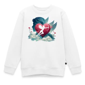 Cupidon Archer Oeuvre de cœur - Sweat Premium enfant bio - blanc - Devant - AI Model Kid Male (0cm)