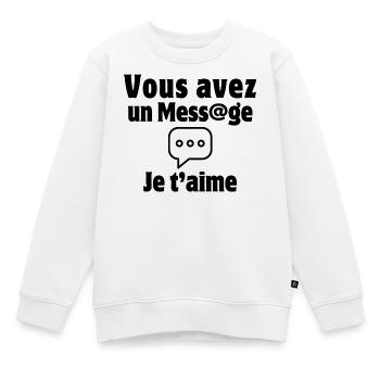 Nachricht, SMS, Valentinstag, Ich liebe dich - Kinder Premium Organic Sweatshirt - Weiß - Vorne - AI Model Kid Male (0cm)