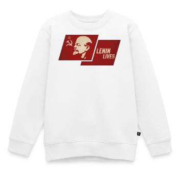 Lenin lebt Flagge - Kinder Premium Organic Sweatshirt - Weiß - Vorne - AI Model Kid Male (0cm)