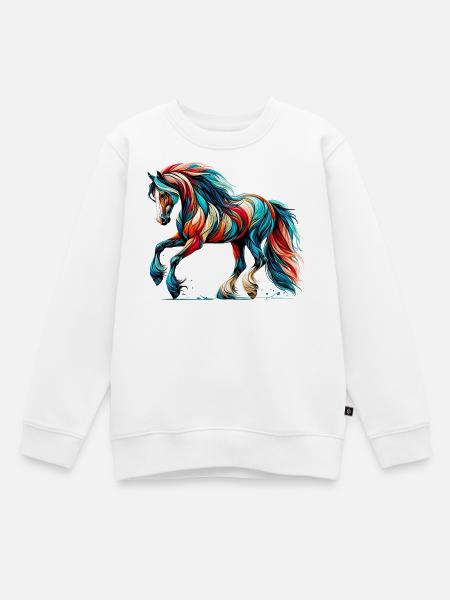 Pferd - Kinder Premium Organic Sweatshirt - Weiß