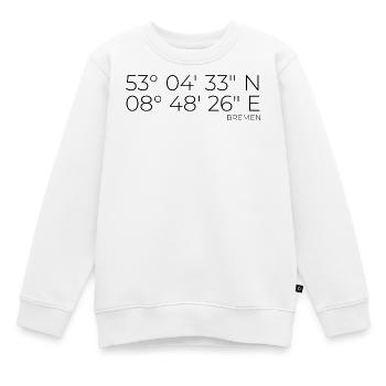 coordonnées Brême - Sweat Premium enfant bio - blanc - Devant - AI Model Kid Male (0cm)