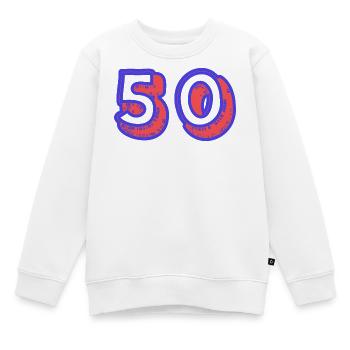 50. 50 ANS. 50e ANNIVERSAIRE. ANNIVERSAIRE 50 ANS. - Sweat Premium enfant bio - blanc - Devant - AI Model Kid Male (0cm)