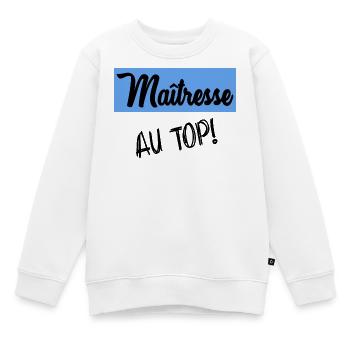 DANKE, HERRIN - Kinder Premium Organic Sweatshirt - Weiß - Vorne - AI Model Kid Male (0cm)