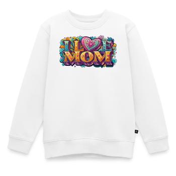 I Love Mom: Bunter Retro-Schriftzug - Kinder Premium Organic Sweatshirt - Weiß - Vorne - AI Model Kid Male (0cm)