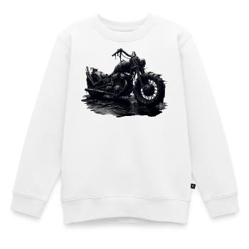 Moto Rusty Apocalypse - Crâne Dark Fantasy - Sweat Premium enfant bio - blanc - Devant - AI Model Kid Male (0cm)