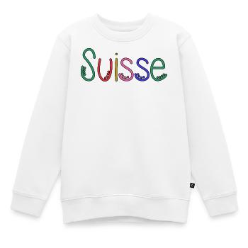 SCHWEIZ. HUMOR. LAND. FLAGGE - Kinder Premium Organic Sweatshirt - Weiß - Vorne - AI Model Kid Male (0cm)