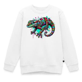 Gecko - Kinder Premium Organic Sweatshirt - Weiß - Vorne - AI Model Kid Male (0cm)