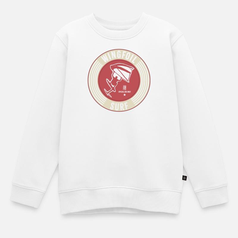 Étiquette Wingfoil Surf-Label - Sweat Premium enfant bio - blanc