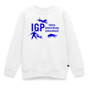 IGP Hundesport - Blau - Kinder Premium Organic Sweatshirt - Weiß - Vorne - AI Model Kid Male (0cm)