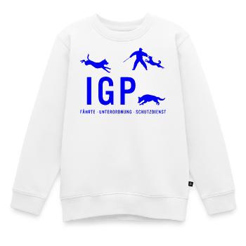 IGP Hundesport - Blau - Kinder Premium Organic Sweatshirt - Weiß - Vorne - AI Model Kid Male (0cm)