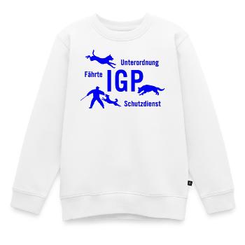 IGP Hundesport - blau - Kinder Premium Organic Sweatshirt - Weiß - Vorne - AI Model Kid Male (0cm)