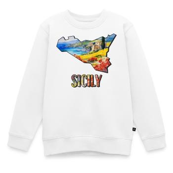 Aquarell Landkarte Sizilien - Kinder Premium Organic Sweatshirt - Weiß - Vorne - AI Model Kid Male (0cm)