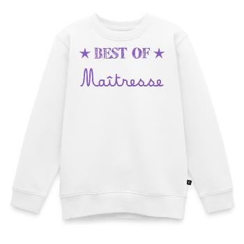 MAÎTRESSE. MERCI. MERCI MAÎTRESSE - Sweat Premium enfant bio - blanc - Devant - AI Model Kid Male (0cm)