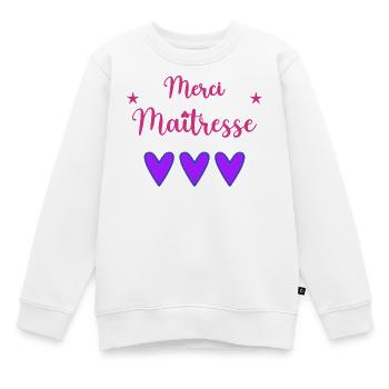 MAÎTRESSE. MERCI. MERCI MAÎTRESSE - Sweat Premium enfant bio - blanc - Devant - AI Model Kid Male (0cm)
