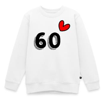 60. 60 ANS. 60e ANNIVERSAIRE. ANNIVERSAIRE 60 ANS. - Sweat Premium enfant bio - blanc - Devant - AI Model Kid Male (0cm)