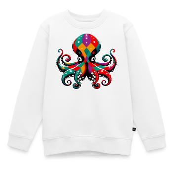 Harlekin Oktopus - Kinder Premium Organic Sweatshirt - Weiß - Vorne - AI Model Kid Male (0cm)