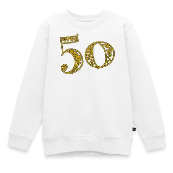 50. 50 JAHRE. 50-JÄHRIGES JUBILÄUM. 50-JÄHRIGES JUBILÄUM. - Kinder Premium Organic Sweatshirt - Weiß - Vorne - AI Model Kid Male (0cm)