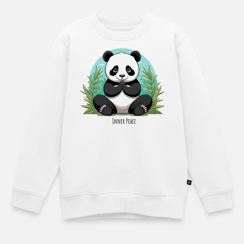 Paix intérieure – Panda méditant - Sweat Premium enfant bio - blanc
