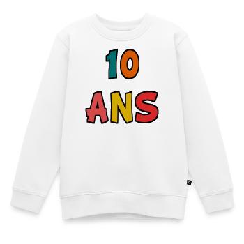 10. 10 JAHRE. 10-JÄHRIGES JUBILÄUM. 10-JÄHRIGES JUBILÄUM. - Kinder Premium Organic Sweatshirt - Weiß - Vorne - AI Model Kid Male (0cm)