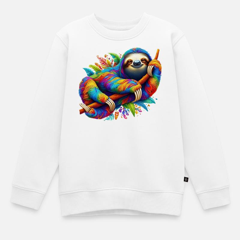 Faultier - Kinder Premium Organic Sweatshirt - Weiß
