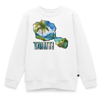 Carte aquarelle Tahiti - Sweat Premium enfant bio - blanc - Devant - AI Model Kid Male (0cm)
