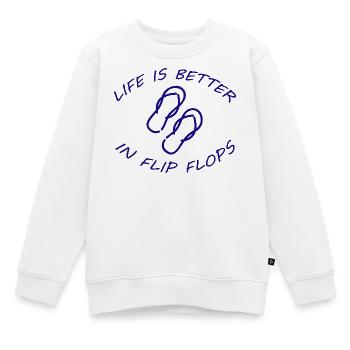 LIFE IS BETTER IN FLIP FLOPS - Kinder Premium Organic Sweatshirt - Weiß - Vorne - AI Model Kid Male (0cm)