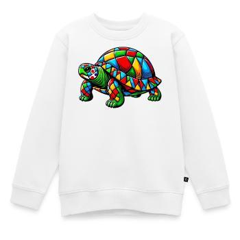 Arlequin Tortue - Sweat Premium enfant bio - blanc - Devant - AI Model Kid Male (0cm)
