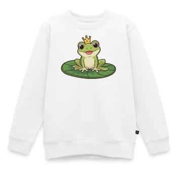 Froschkönig auf Seerose - Kinder Premium Organic Sweatshirt - Weiß - Vorne - AI Model Kid Male (0cm)