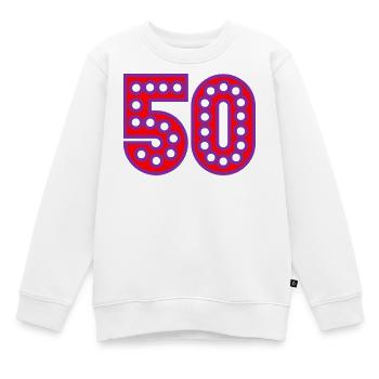 50. 50 ANS. 50e ANNIVERSAIRE. ANNIVERSAIRE 50 ANS. - Sweat Premium enfant bio - blanc - Devant - AI Model Kid Male (0cm)