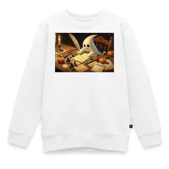 charmanter Geist schreibt Halloween-Einladungen - Kinder Premium Organic Sweatshirt - Weiß - Vorne - AI Model Kid Male (0cm)