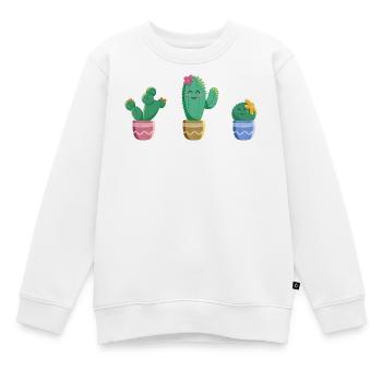 Cactus Trio - Sweat Premium enfant bio - blanc - Devant - AI Model Kid Male (0cm)