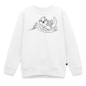 Otter mit Ente Ausmalmotiv - Kinder Premium Organic Sweatshirt - Weiß - Vorne - AI Model Kid Male (0cm)