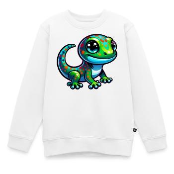 Gecko - Kinder Premium Organic Sweatshirt - Weiß - Vorne - AI Model Kid Male (0cm)
