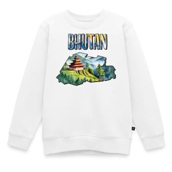 Aquarell Landkarte Bhutan - Kinder Premium Organic Sweatshirt - Weiß - Vorne - AI Model Kid Male (0cm)