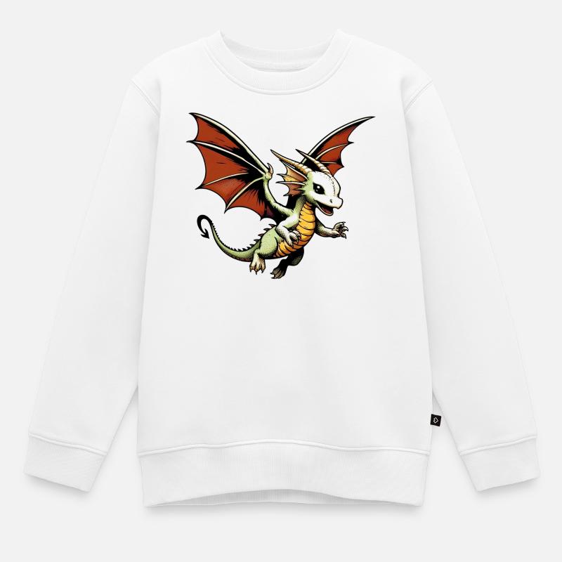 Drache - Kinder Premium Organic Sweatshirt - Weiß