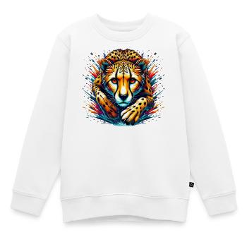 Gepard - Kinder Premium Organic Sweatshirt - Weiß - Vorne - AI Model Kid Male (0cm)