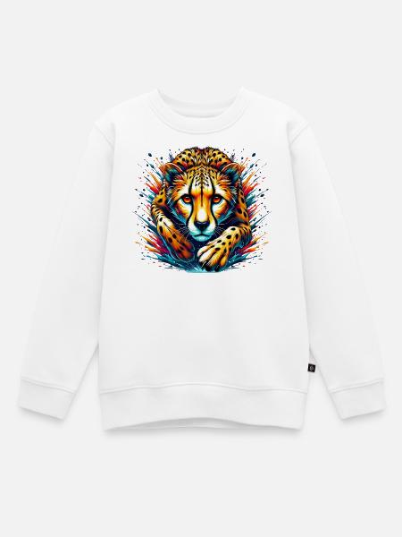 Gepard - Kinder Premium Organic Sweatshirt - Weiß