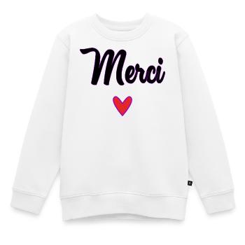 MAÎTRE. MAITRE. MERCI. MERCI MAÎTRE. MAITRE - Sweat Premium enfant bio - blanc - Devant - AI Model Kid Male (0cm)